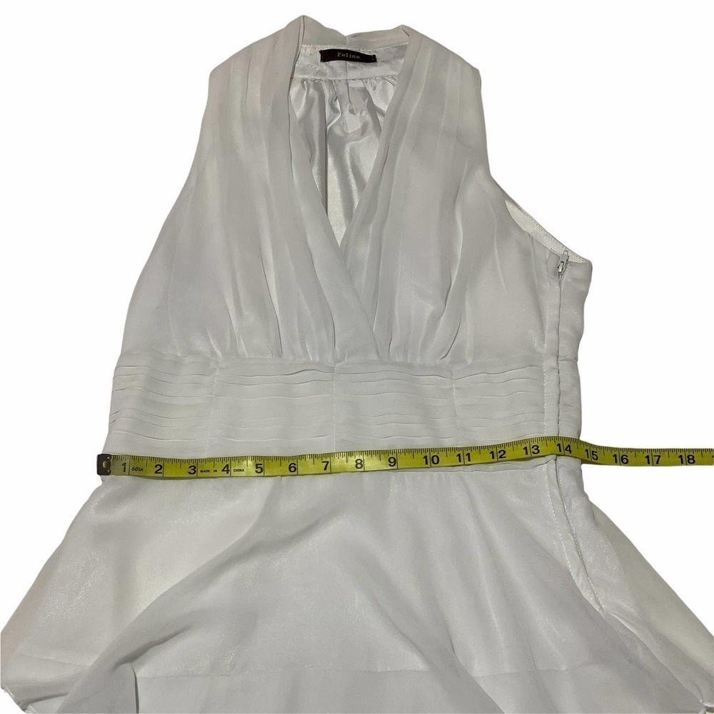 FELINE White Ruffled Halter Fit & Flare Dress - Picture 9 of 12